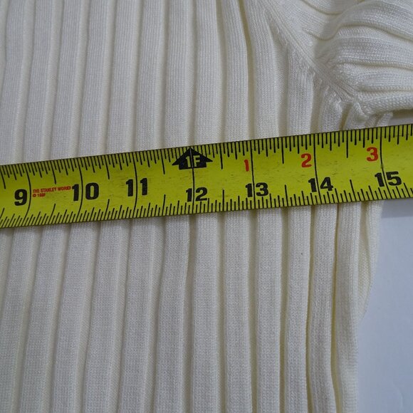 Cato Ribbed Mock Neck Cream Knit Top Sweater Women Size M Fitted Casual Layering - Picture 6 of 10